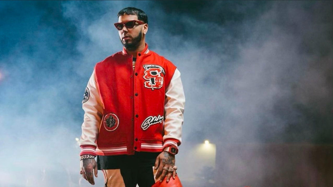 Anuel AA Shines in SoleBoy's Reaper Varsity Jacket